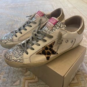 Golden Goose Super-Star glitter,leather,canvas 💯auth perfect neutral, L❤️❤️K!
